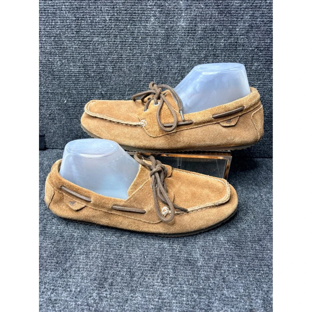 Sperry Top-Sider Mens 9M Tan Suede Boat Shoes Loafers STS11596 Plaid Lining